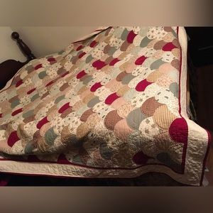 Homemade patchwork hand stitched quilt bedspread queen